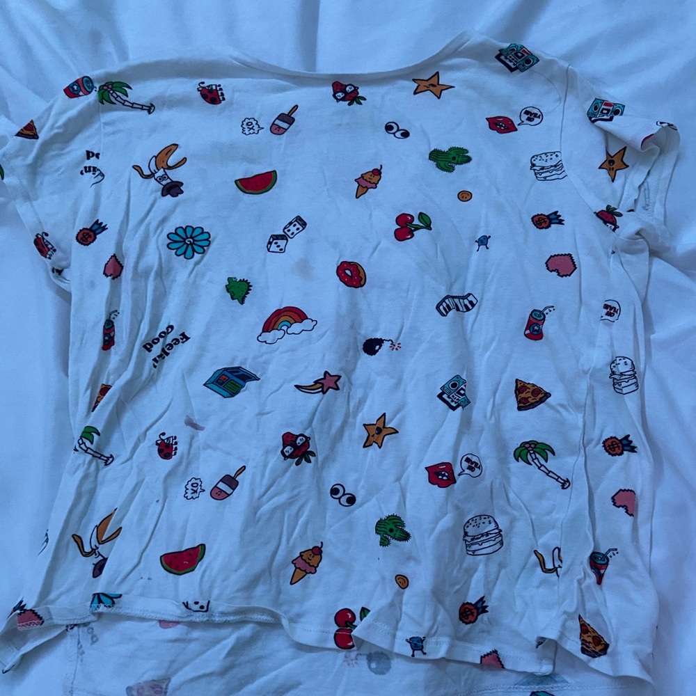 emoji/patterned shirt